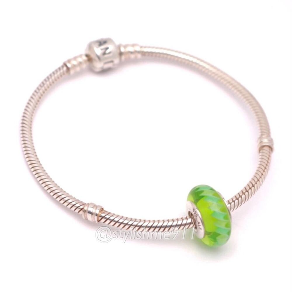 Authentic PANDORA Green Zigzag Murano Glass Bead Charm - Picture 5 of 8